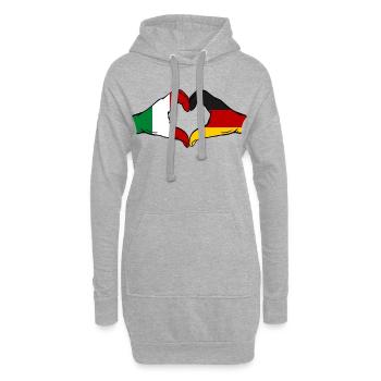 Italien Deutschland Flagge Herz used - Hoodie-Kleid - Grau meliert - Vorne