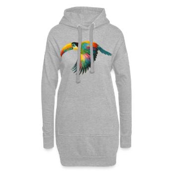 Regenbogen Papagei Muster - Hoodie-Kleid - Grau meliert - Vorne