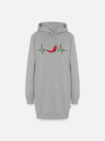 Herzschlag Chili Design - Hoodie-Kleid - Grau meliert