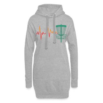 Herzschlag DiscGolf Motiv - Hoodie-Kleid - Grau meliert - Vorne