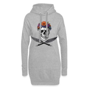 PIRATE POET - dark hell - Sweat-shirt à capuche long Femme - gris chiné - Devant