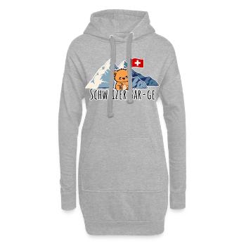 Zuckriger Schweizer Bär mit Schweizer Flagge, süß! - Hoodie-Kleid - Grau meliert - Vorne