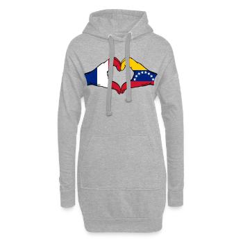 Frankreich Venezuela Flagge Hände Herzform - Hoodie-Kleid - Grau meliert - Vorne