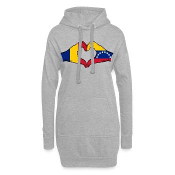 Cœur du drapeau Roumanie Venezuela - Sweat-shirt à capuche long Femme - gris chiné - Devant