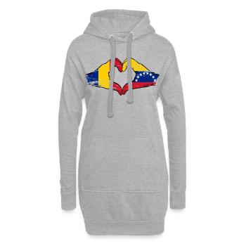 Rumänien Venezuela Flaggen Herz - Hoodie-Kleid - Grau meliert - Vorne