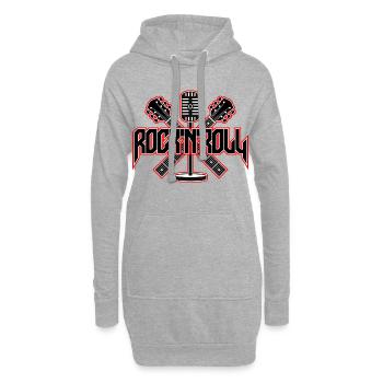 RocknRoll-Mikrofon und Gitarren-Emblem - Hoodie-Kleid - Grau meliert - Vorne