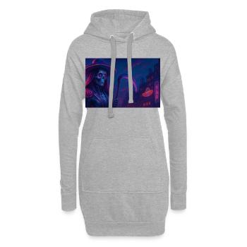 Faucheur Néon – Mort Cyberpunk - Sweat-shirt à capuche long Femme - gris chiné - Devant