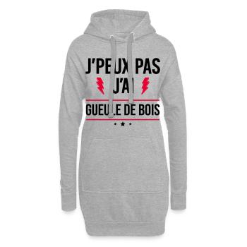 J’peux pas j’ai gueule de bois Humour Apéro - Sweat-shirt à capuche long Femme - gris chiné - Devant