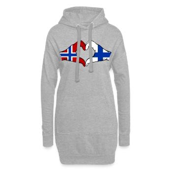 Mains en forme de cœur du drapeau de la Norvège Finlande - Sweat-shirt à capuche long Femme - gris chiné - Devant