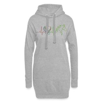 Reiterin Pferd Karneval Fasching EKG Herz Geschenk - Hoodie-Kleid - Grau meliert - Vorne
