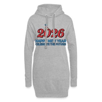 Frohes neues Jahr 2026 Feiern Sie die Zukunft - Hoodie-Kleid - Grau meliert - Vorne