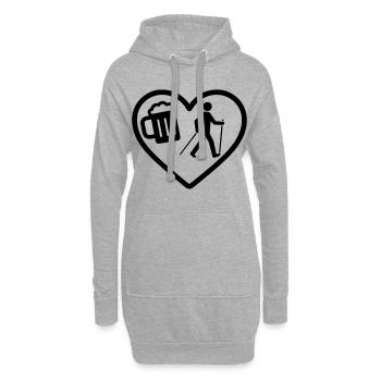 Humour nordique de la bière de cœur - Sweat-shirt à capuche long Femme - gris chiné - Devant