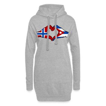 Drapeau de la Norvège, Cuba, mains de cœur - Sweat-shirt à capuche long Femme - gris chiné - Devant