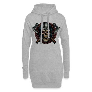 wikinger schädel runen, nordisch krieger Valhalla - Hoodie-Kleid - Grau meliert - Vorne