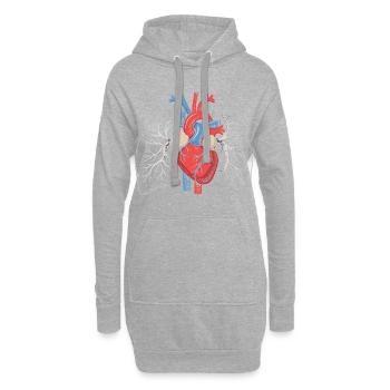 Estampe d’anatomie Cœur-Poumon - Sweat-shirt à capuche long Femme - gris chiné - Devant