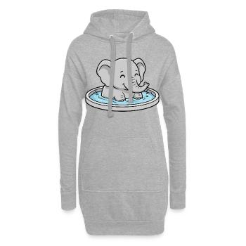 Elefant im Planschbecken - Hoodie-Kleid - Grau meliert - Vorne