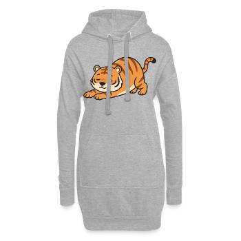 Kawaii Tiger Dehnpose - Hoodie-Kleid - Grau meliert - Vorne
