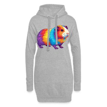Buntes Meerschweinchen-Regenbogen-Pop-Art-Aquarell - Hoodie-Kleid - Grau meliert - Vorne