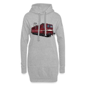 Rote Eisenbahn-Lokomotive BR 211 - Hoodie-Kleid - Grau meliert - Vorne
