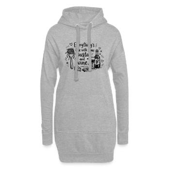 Tout va bien avec des pâtes et du vin - Sweat-shirt à capuche long Femme - gris chiné - Devant