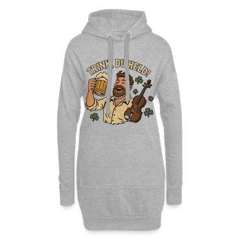 Bois, héros ! - Sweat-shirt à capuche long Femme - gris chiné - Devant