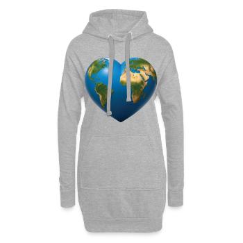 EARTH LOVER - peace & love - Sweat-shirt à capuche long Femme - gris chiné - Devant