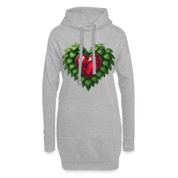 EARTH HEART - peace & love - Sweat-shirt à capuche long Femme - gris chiné - Devant