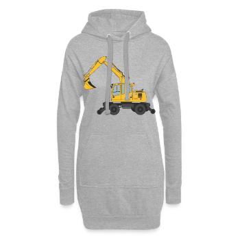 Zweiwegebagger Bagger Gleisbau - Hoodie-Kleid - Grau meliert - Vorne