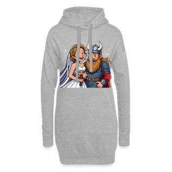 Mariage de la légende viking viking Sailor Odin Raven - Sweat-shirt à capuche long Femme - gris chiné - Devant