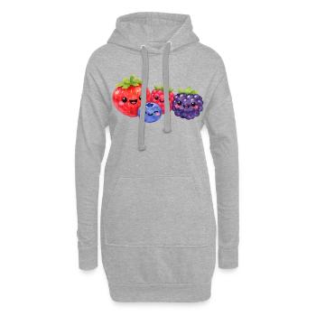 Baies de kawaï, fruits fruits, bébé sourire d’enfant - Sweat-shirt à capuche long Femme - gris chiné - Devant