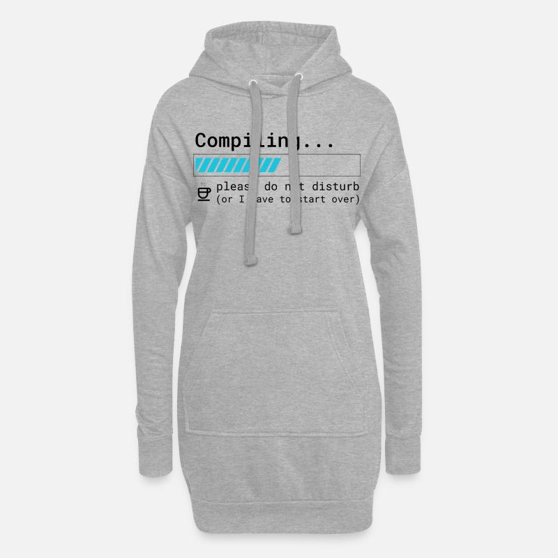 Lustiges Programmierer T-Shirt - Compiling Please  - Hoodie-Kleid - Grau meliert