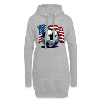 WM USA Fussball Fußballer Amerika Flagge - Hoodie-Kleid - Grau meliert - Vorne