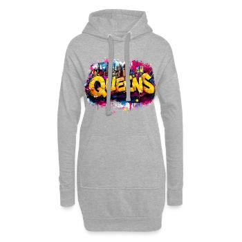 Queens Graffiti Skyline Color Explosion - Hoodie Dress - heather grey - Front