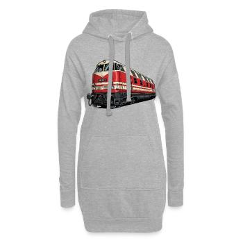 Rote Vintage Lokomotive Illustration BR 118 - Hoodie-Kleid - Grau meliert - Vorne