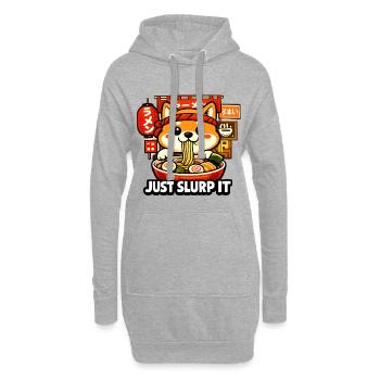 Amusant de ramen shiba de kawaï - Sweat-shirt à capuche long Femme - gris chiné - Devant