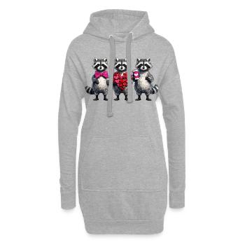 Herztrio Waschbären Liebesfreude - Hoodie-Kleid - Grau meliert - Vorne