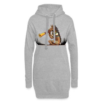Tribal-Pferd Trompeter Illustration - Hoodie-Kleid - Grau meliert - Vorne