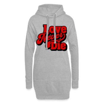 Love Never Die Retro Typografie - Hoodie-Kleid - Grau meliert - Vorne