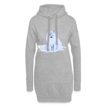 Polarfuchs im Schnee - Hoodie-Kleid - Grau meliert - Vorne