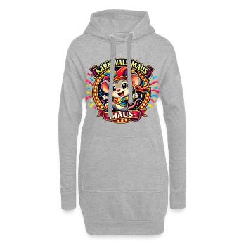 Karneval Maus - Lustig Fasching Kostüm Süß - Hoodie-Kleid - Grau meliert - Vorne
