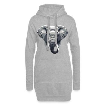 Elefantenkopf Graustufen Vektor - Hoodie-Kleid - Grau meliert - Vorne