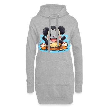 Kawaii Panda mit Kuchenfest - Hoodie-Kleid - Grau meliert - Vorne