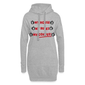 Mein Haus, Meine Regeln, Mein Kaffee - Hoodie-Kleid - Grau meliert - Vorne