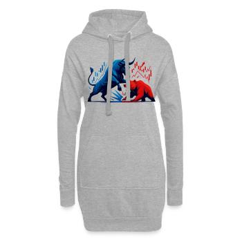 Stier gegen Bär Wall Street Börsenkampf Aktien - Hoodie-Kleid - Grau meliert - Vorne