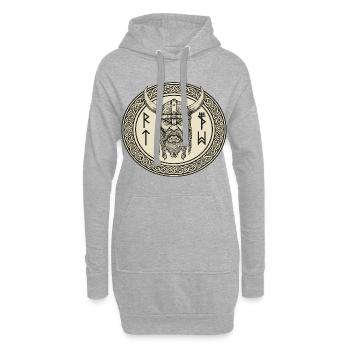 Légende viking viking marin Odin Raven Fighter - Sweat-shirt à capuche long Femme - gris chiné - Devant