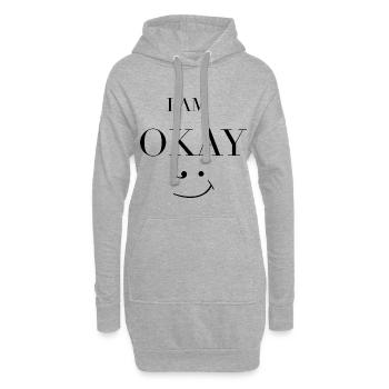 I Am Okay – Minimal Smile Statement Design - Hoodie-Kleid - Grau meliert - Vorne
