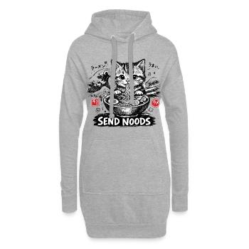 Ramen Cat Kanagawa - Sweat-shirt à capuche long Femme - gris chiné - Devant