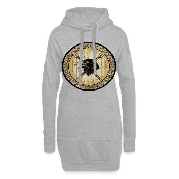 Légende viking viking marin Odin Raven Fighter - Sweat-shirt à capuche long Femme - gris chiné - Devant