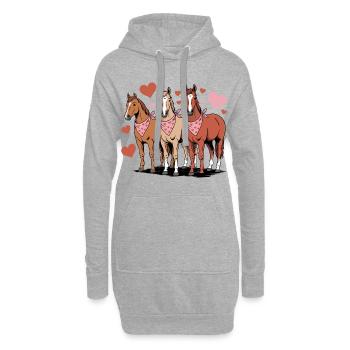 Les chevaux aiment la Saint-Valentin Heart Equestrian - Sweat-shirt à capuche long Femme - gris chiné - Devant