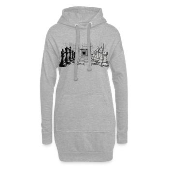 Schach Strategie – Endlose Perspektive - Hoodie-Kleid - Grau meliert - Vorne